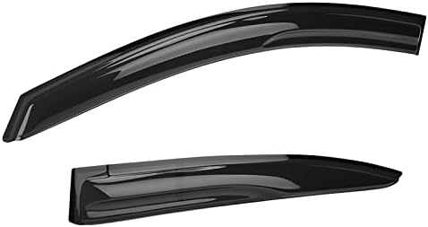 Window Visor Rain Guard Shade Compatible with 2012-2015 Civic Sedan 4Door, Side Window Vent Deflector, Dark Smoke Tinted, JDM Mug Tape On Style, Silver Mug Sticker