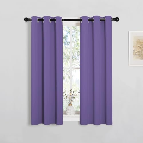 Image of NICETOWN Window Curtain Panels, Thermal Insulated Solid Grommet Blackout Draperies /Drapes for Basement (Lilac Purple, 1 Pair, 29 by 45-inch)