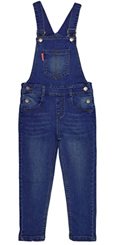 KIDSCOOL SPACE Salopette en Jean Garçon,Combinaison en Denim Souple et Extensible à Grand Bavoir,Bleu,9-10 Ans