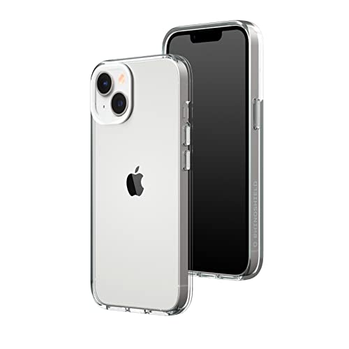 RhinoShield Clear Compatible avec [iPhone 14/13] | Résiste au jaunissement, Haute Transparence, Coque de Protection Personnalisable Clear - Blanc Contour...