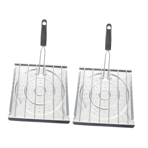 FONDOTIN 2 pezzi Pieghevole in con Manico Plastica Vassoio da per Barbecue e Tostatura Pane Resistente e Portatile per Esterno e