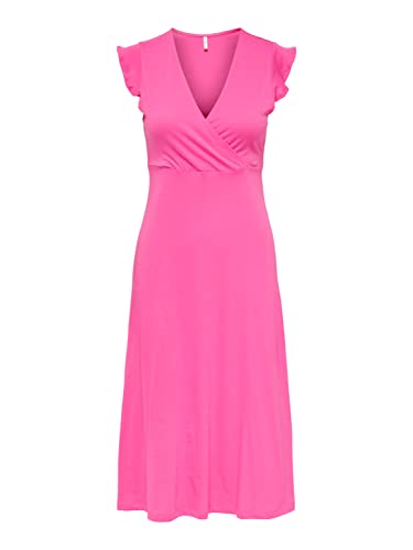 ONLY Damen Onlmay S/L Wrap Dress Box JRS Midi Kleid, Shocking Pink, M EU