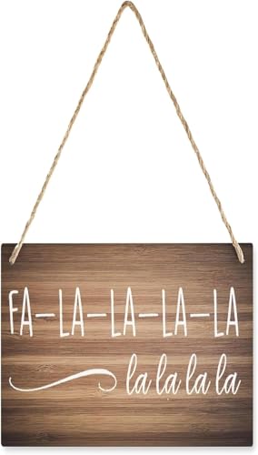 Rustic Home Decor Wood Plaque Sign Wall Hanging Home Decorative FA La La Christmas Song Rustic Wood Plaque House Decor for Front Door Porch Room, Playroom Decoration 12" x 12"