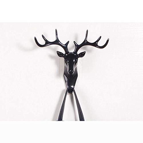 Image of KPNG Deer Plastic Head Single Wall Hook /Hanger Animal Shaped Coat Hat Hook Heavy Duty, Rustic, Decorative Gift (Black, Grey Random) 2 Piece