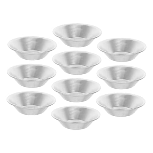 COLLBATH 10個 アルミ製エッグタルト型耐熱丈夫なカップケーキライナーベーキングモールド家用ミニタルトレット型デザート作り用