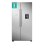 Hisense RS741N4WCE Freestanding American Side by side Door American Fridge Freezer 578 litre, Total No Frost, Inverter compressor, Non-Plumbed Water Dispenser, Silver, 90.8 × 179.3 × 74.3 cm (W×H×D)