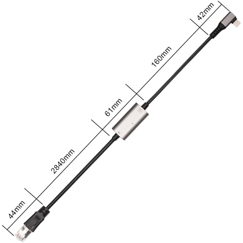 Cable USB-C a Ethernet Gigabit de 3m y ángulo recto para red LAN de iPhone 15 y MacBook 2