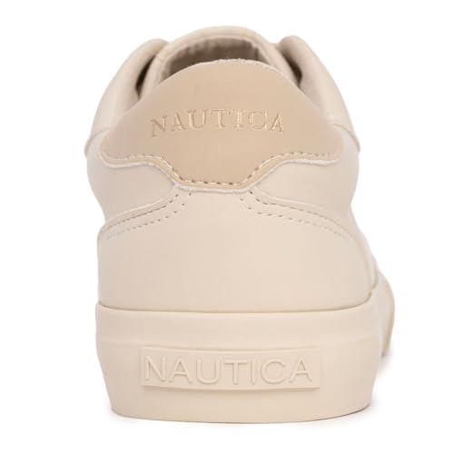 Image of Nautica Women's Fashion Sneaker, Classic Low-Top Lace-Up Casual Shoe with Metal Side Logo and Soft Cushioned Comfort for Everyday Wear