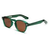 VANLINKER Retro Small Square Sunglasses for Men Womens Trendy Thin Cube Shades Vintage Slim Frames Luxury Eyewear VL9774 Green Frame Tea Lens
