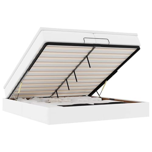 Fasba Ottoman-Bett mit Matratzen Weiß 200x200 cm Kunstleder, Polsterbett Doppelbett Stilvolles Funktionsbett mit hydraulischem Stauraum3311057 – Bild 3