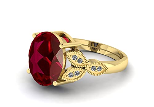 Image of LMDPRAJAPATIS 7.25 Ratti 6.50 Carat Ruby Manik Original Certified Gold Plated Gemstone Adjustable Ring For Men With Lab Certificate