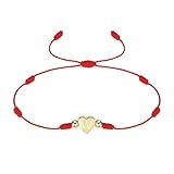 PATIKIL イニシャルブレスレット、調節可能なハートリンク文字W ハンドメイドロープ編みブレスレット 金メッキアルファベットチャームジュエリー 女性 ティーン ママ 誕生日 レッド