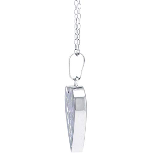 Image of Amazon Essentials Sterling Silver Pressed Flower Heart Pendant Necklace