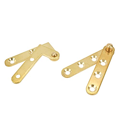 Quluxe 360 Degree Rotatable Door Pivot Hinges, Brass Drawer Window Door Fithtings- Gold (Including 2Pcs L-Shaped And 2Pcs Straight Hinges) #TOP21