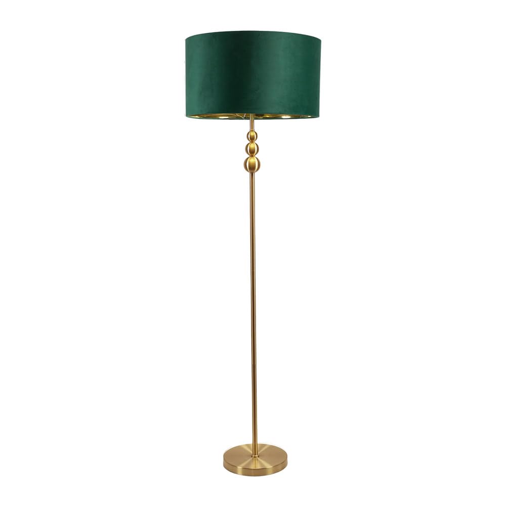 Valuelights Marissa Gold Stacked Ball Floor Lamp With Forest Green Velvet / Gold Inner Shade And Bulb from B&Q