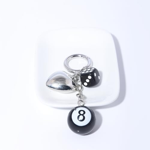 Image of 8 Ball Dice Charm Keychain - Cute Bag Purse Handbag Accessories - Y2K Aesthetic Key Chain for Women Men