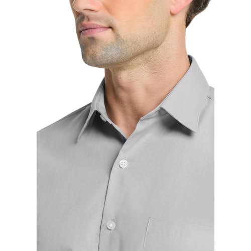 Van Heusen Long Sleeve Fitted Dress Shirt Grey Stone 17.5 Nk 32-33 Sl - Image 4