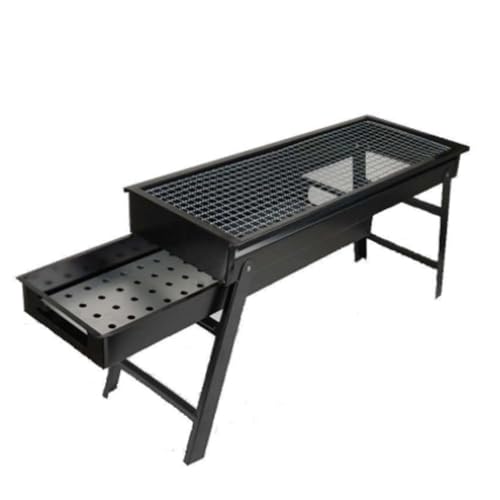 Image of Folding Portable Barbecue Grill Set for Outdoor Cooking | Stainless Steel Charcoal BBQ Grill for Camping, Picnic and Home Use | Compact Foldable Barbeque for Travel and Terrace