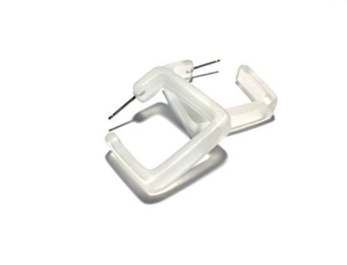 Frosted Clear Square Hoop Earrings | Crystal Matte Square Hoops - SQH-CL-12
