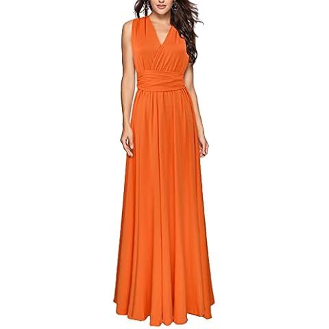 Vestido de cóctel largo naranja Emma Cover