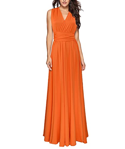 Image of Sexyshine Women's Backless Gown Dress Convertible Multi-Way Wrap Halter Cocktail Dress Bandage Bridesmaid Long Dresses