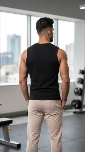 Image of CHKOKKO Gym Sleeveless T Shirt for Men Workout Compression Tanktop Sando Cut Sleeves Tees Gym Vest for Man Athletic Dry Fit for Sports Fitness & Exercise