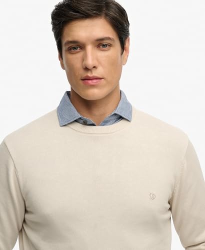 Superdry Essentials Cotton Jumper Pullover Sweater, Sailcloth White, L Men's