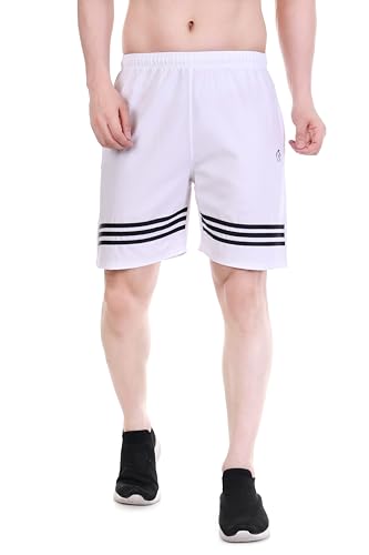 Image of BLUE STAR SHARK Athletic Sports Shorts for Men with Zip Pockets and Elastic Waistband Quick Dry Lightweight Activewear.