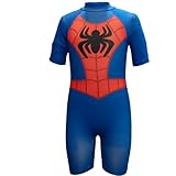 Marvel Spider-Man Boys Swimsuit, Boys Spider-Man Sunsuit Swimwear (Blue/Red, Size 5T)