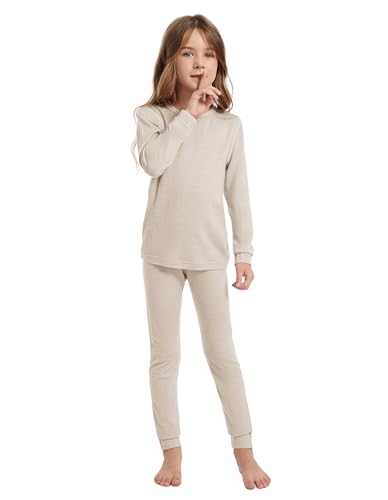 Kids Unisex 100% Merino Wool Base Layer Sets Lightweight Thermal Underwear