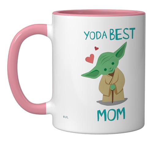 Taza de cerámica Star Wars Yoda 11 Onzas Rosa/Blanca miniatura 1