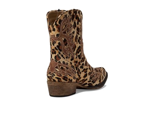 Image of ROPER Womens Amelia Tooled Inlay Snip Toe Casual Boots Ankle Low Heel 1-2 inch - Brown