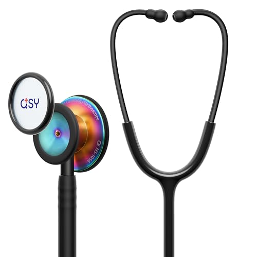 Stainless Steel Stethoscope, Dual-Frequency Diaphragm, Bell & Diaphragm & Pediatric Diaphragm, Noise-Reducing Silicone Ear Tips, Ideal for Doctors, Nurses, Students Use