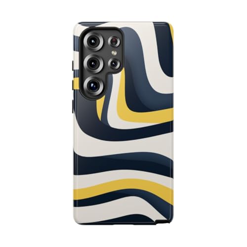 Coque brillante Samsung S25 Ultra avec motif abstrait de vagues bleu marine