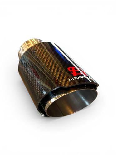 80MM Entrée Embouts d'Échappement 4' Sortie Embout d'Échappement de Voiture en Acier Inoxydable et Fibre de Carbone Brillant (Bleu Brillant Grillé) AUTOSCHLOSS