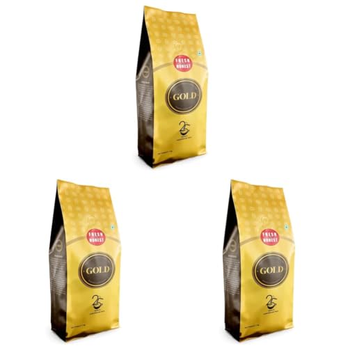 Image of Fresh & Honest GOLD | Roasted Coffee Beans | 25years Anniversary Pack | Arabica Robusta Blend | 1Kilo (Pack of 3)