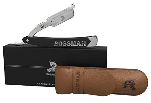 Bossman Professional Classic Straight Razor with double side Blade clip replacement guard