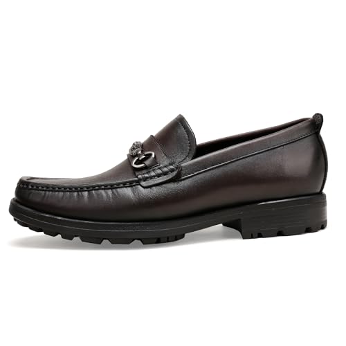 Image of Formal Dress Shoes for Men, Premium Buckle Moc-Toe Business Shoes Casual Slip-on Penny Loafer