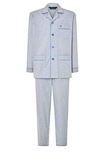 El Búho Nocturno Pyjama Homme Coton 100% Tissé - Veste Manches Longues Boutonné Classique Pantalon Long - Ensemble Combinaison Deux Pièces Grandes Tailles...