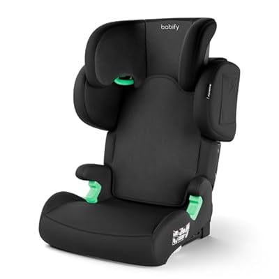 Babify FlexiFit Premium Silla de Coche para Bebés ISOFIX - para Niños 3-12 Años  15-36 kg   ECE R129  Reposacabezas 11 Posiciones  Respaldo Ajustable  Laterales Extensibles  Diseño Plegable  Negra