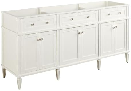 Signature Hardware 951645-RUMB Elmdale 72" Freestanding Mahogany Double Basin Vanity Set with Cabinet, Vanity Top, and Rectangular Undermount Sink - 8" Faucet Holes - White/Carbon Black