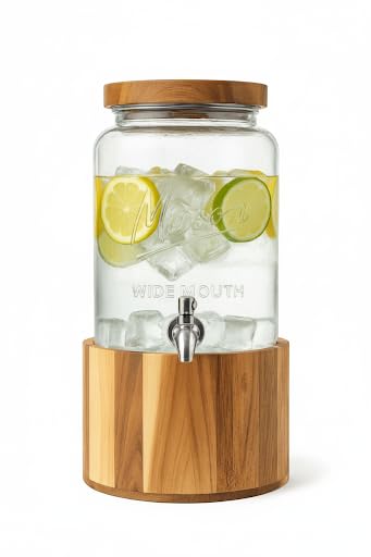 1 Gallon Glass Water & Lemonade Dispenser with...