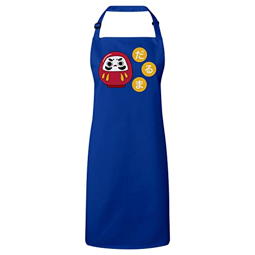 Tablier cuisine bleu Daruma doll porte-bonheur culture Asie Japon
