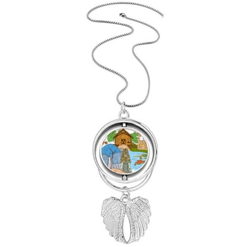 Collier rotatif pendentif ailes d'ange bijoux cathédrale safari