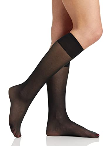 Berkshire womens 3 Pairs All Day Sheer Pantyhose With Sandalfoot Toe Knee High, Fantasy Black, 8.5-11 US