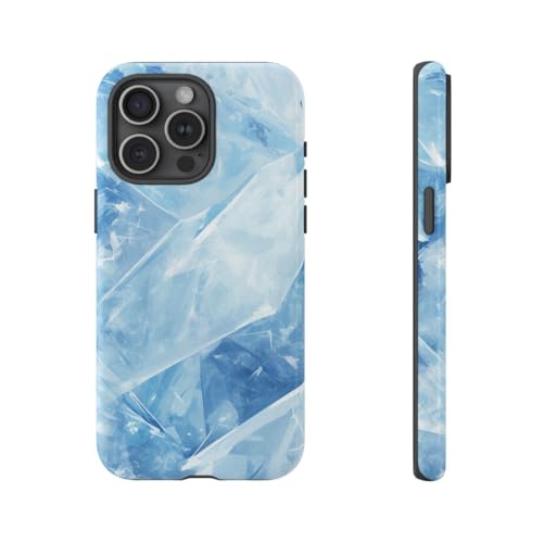Coque iPhone 15 Pro Max texture glace bleue rigide brillante antirayure