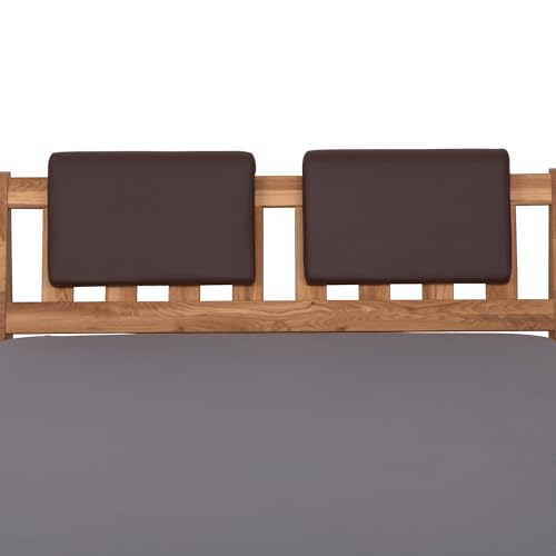 Staboos 2er Set Leder Polsterkissen, Steckkissen für Bettkopfteil zum einhängen, Rückenlehne für Bett mit Kopfteil, SK01 (dunkel braun)