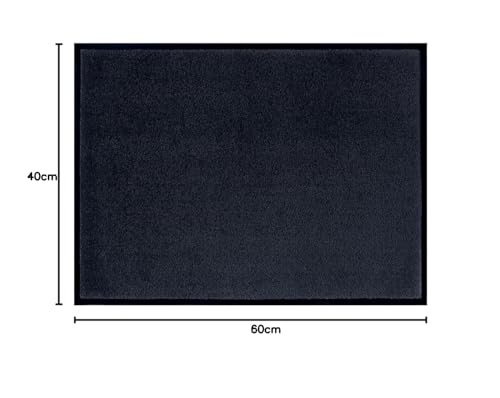 Hanse Home Washable Indoor and Outdoor Doormat Plain Door Mat Dirt Trapper Mat Dirt Trapper Mat Entrance Rug Non-Slip Sizes 40 x 60 cm Black - Image 2