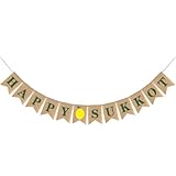 MALUGOGO 1 Paar Wimpelketten Vintage Leinenbanner Frohes Sukkot in Retro Landhausstil aus Leinen...