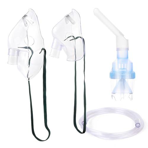 LQUYTA 4 Ensembles D'accessoires De Nébulisation, Masque Inhalation, Accessoires de Qualité, Kit De Pièces De Rechange Universelles Pour Aérosol Adulte Avec Masque